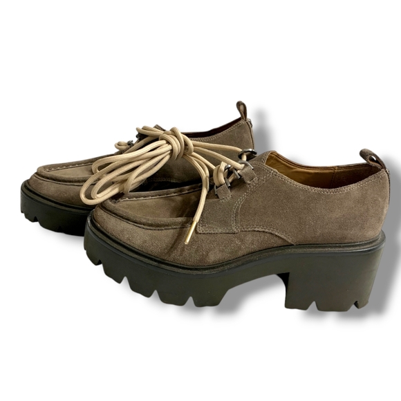 NWOB SAM EDELMAN Monna Lace up Lug Sole Loafer in desert olive, sz 7 - Picture 5 of 15